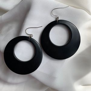 Black dangle hoop earrings